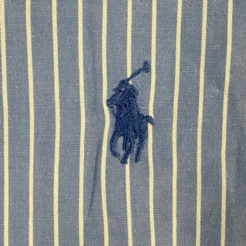 Polo Ralph Lauren Yarmouth Mens 16.5 34/35 Blue White Striped Cotton Shirt L
